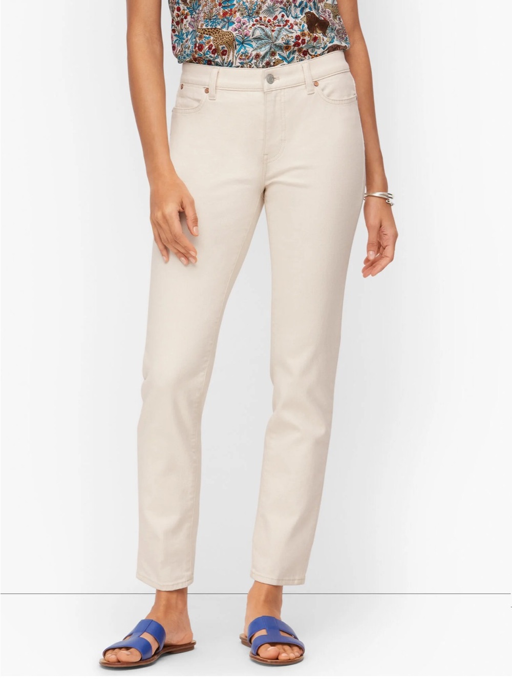 Talbots Cream Slim Ankle Jeans